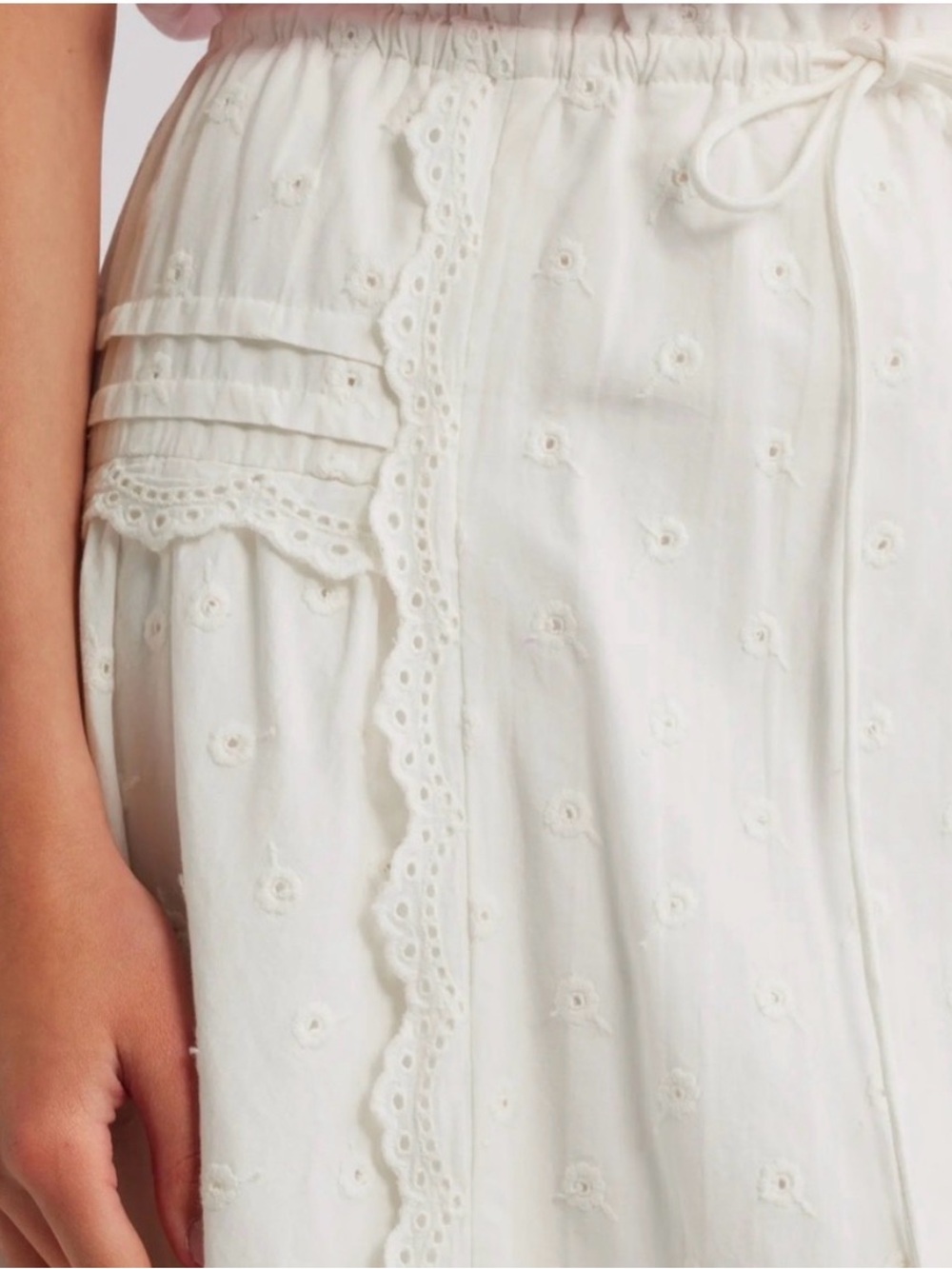 Women's Agatha lace trim embroidered Cream Eyelet Skirt - Picture 2 of 7